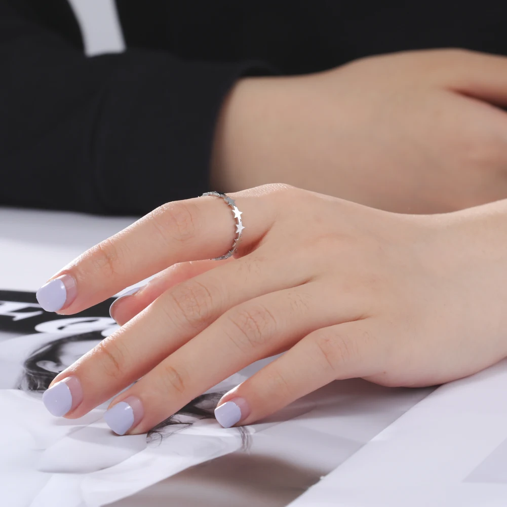 Skyrim الفولاذ المقاوم للصدأ المفتوحة خاتم على شكل نجمة النساء الفتيات العصرية الحد الأدنى قابل للتعديل خاتم مجوهرات الحفلات عاشق هدية بالجملة 2025 #3