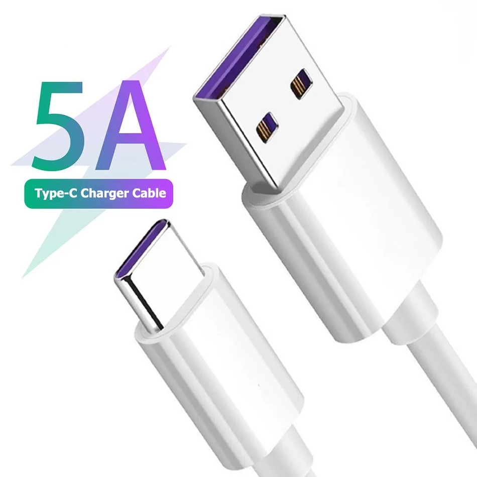 5A USB Type C Cable For Huawei P20 Lite Honor 20 10 9 Pro 3.1 Fast Charging Data Cord For Xiaomi Redmi Note 8 7 Pro Type-C Cable