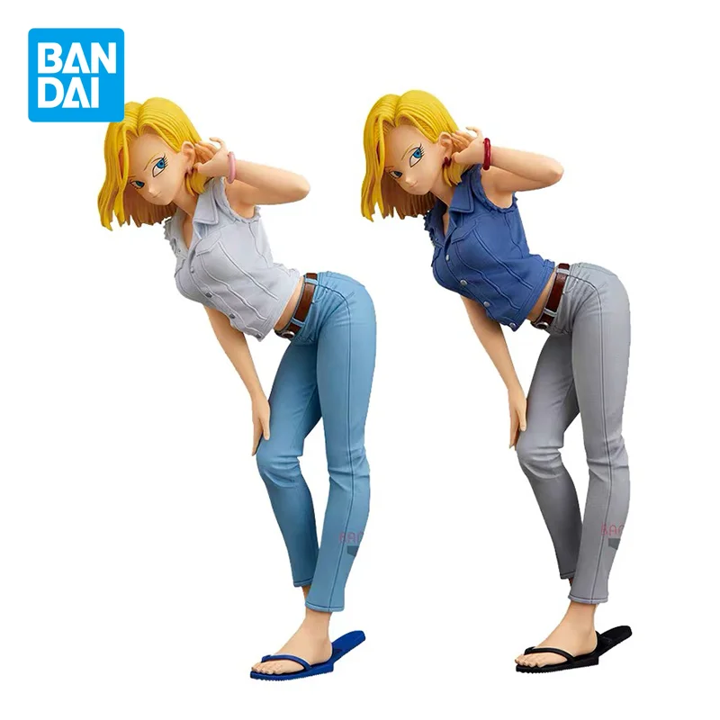 Bandai Genuine Dragon Ball Anime Figure Android 18 VER 2 Action Figure Toys for Boys Girls Kids Christmas Gift Collectible Model