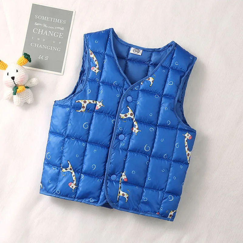 Spring Autumn Boys Girls Waistcoat Printed Vest Lightweight Warm 1-3y Kids Coat Infants Sleeveless Jacket Winter Toddler Clothin