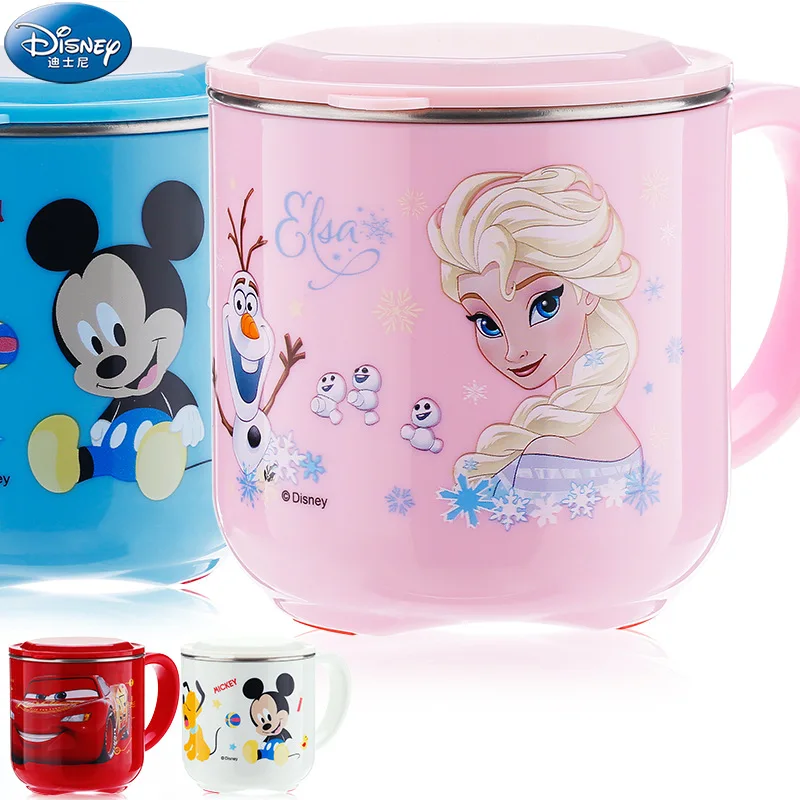 250ML Baby Kids Milk Cup Cartoon Disney  Creative Drink Water Cups Baby Training Learn Drinkware Juice Cup Stainless Steel Mugs