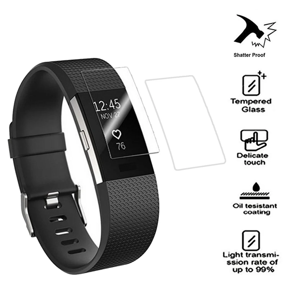 Protector de pantalla de cobertura completa para Fitbit Charge 3, película protectora para Fitbit Charge 2 Charge3 Charge4, cristal no templado, 3/5 Uds.