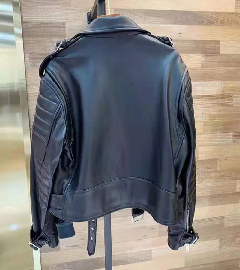 Hohe Qualität Neue Ankunft Echtes Leder Jacke Moto & Biker Stil Breite Version Frauen Mantel Frühling Kurze Kleidung Weibliche