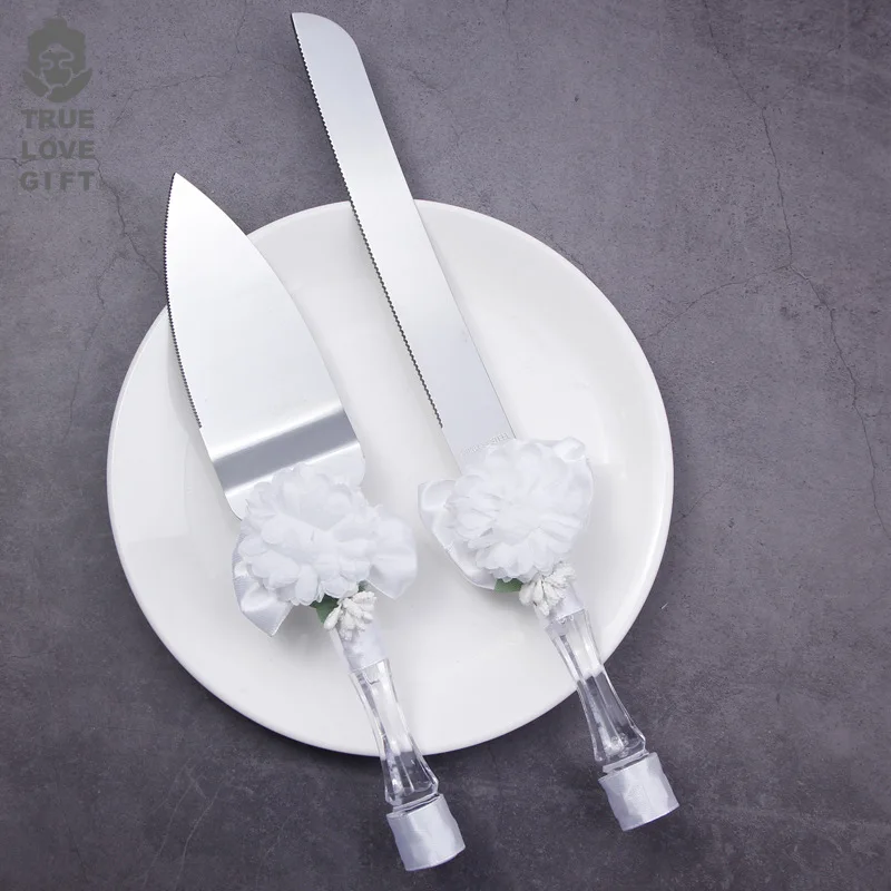 Luxury lace bow wedding cake knife shovel wedding props birthday cake knife and fork now