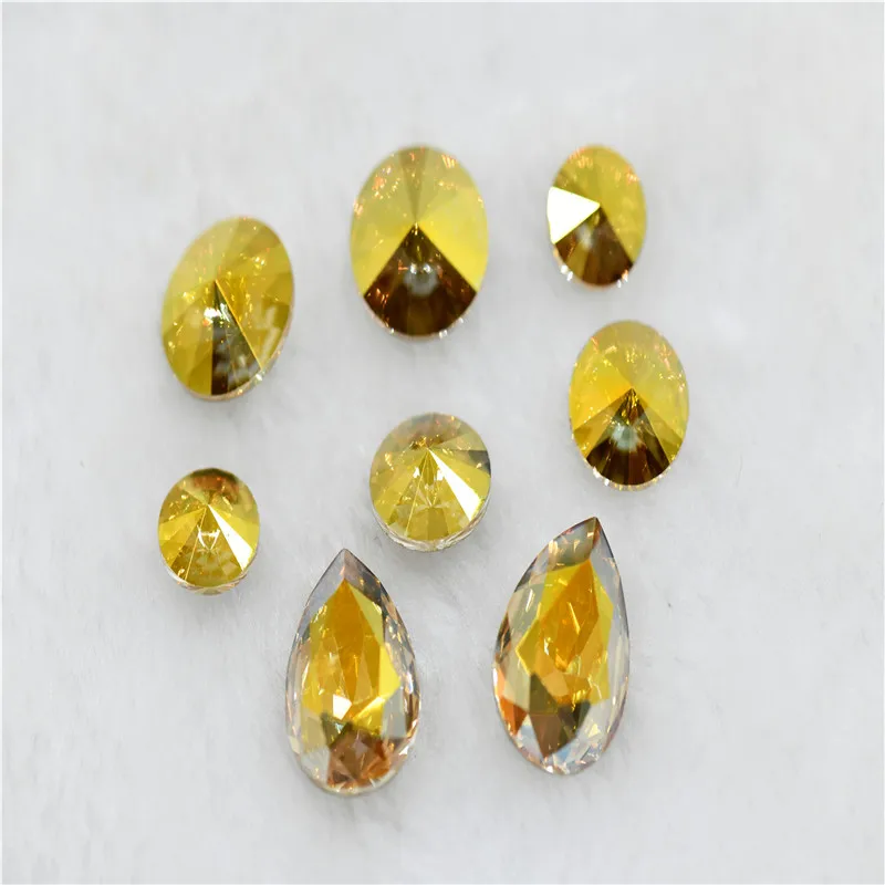 k9 glass Sunshine strass stone beads for  jewels making Rhinestones for DIY Apparel Clothing Decoration teadrop Rivoli