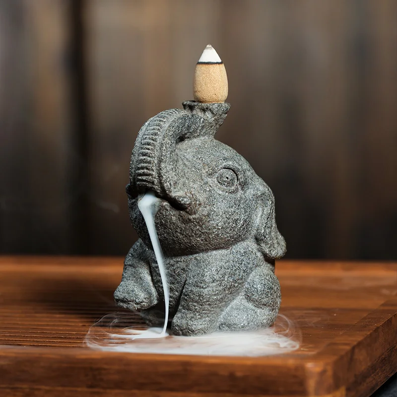 Elephant Figurine Animal Statue Teaware Natural Stone Wealth Office Desk Decor Home Decoration Mascot Originality Handmade Gift