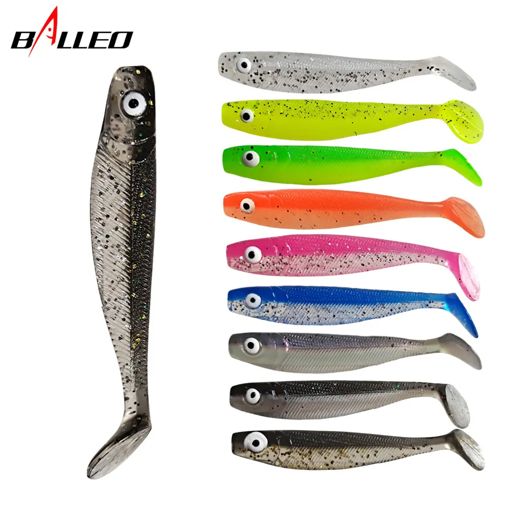 Balleo 10pcs Soft Lure 6.5cm/2.1g Hand-painted 3D Eyes Silicone Fishing Lure Wobbler Soft Baits for Fishing Bait shad Worm