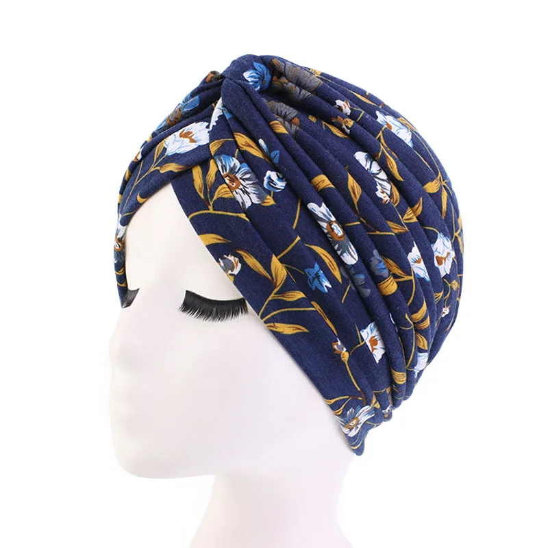 Casquettes turban en coton pour femmes, style ethnique, foulard à fleurs, bonnet arabe, chapeau indien, casquettes enveloppantes, nouveau, 2020, 600