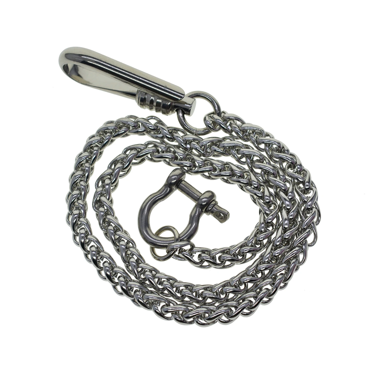 Stainless steel wheat wallet jean trousers biker chains chainmaille D shackle simple U 6mm wire hook fishhook connector