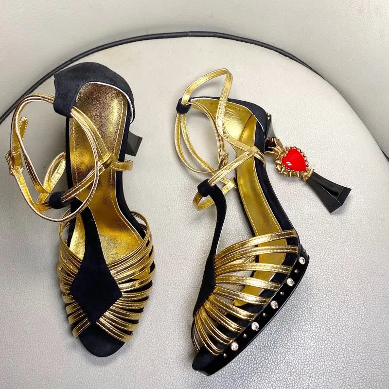 Luxury women high heel sandals customization summer rose crystal high heel women sandals flower narrow band stiletto shoes