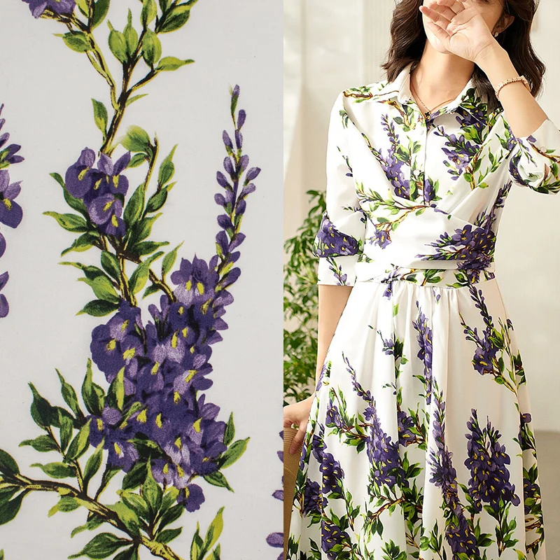 The Purple Wisteria Cotton Fabric For Dress Tissus Coton Telas Estampadas Рип Стоп Ткань Для Шитья Платье Женское Шитье Algodon