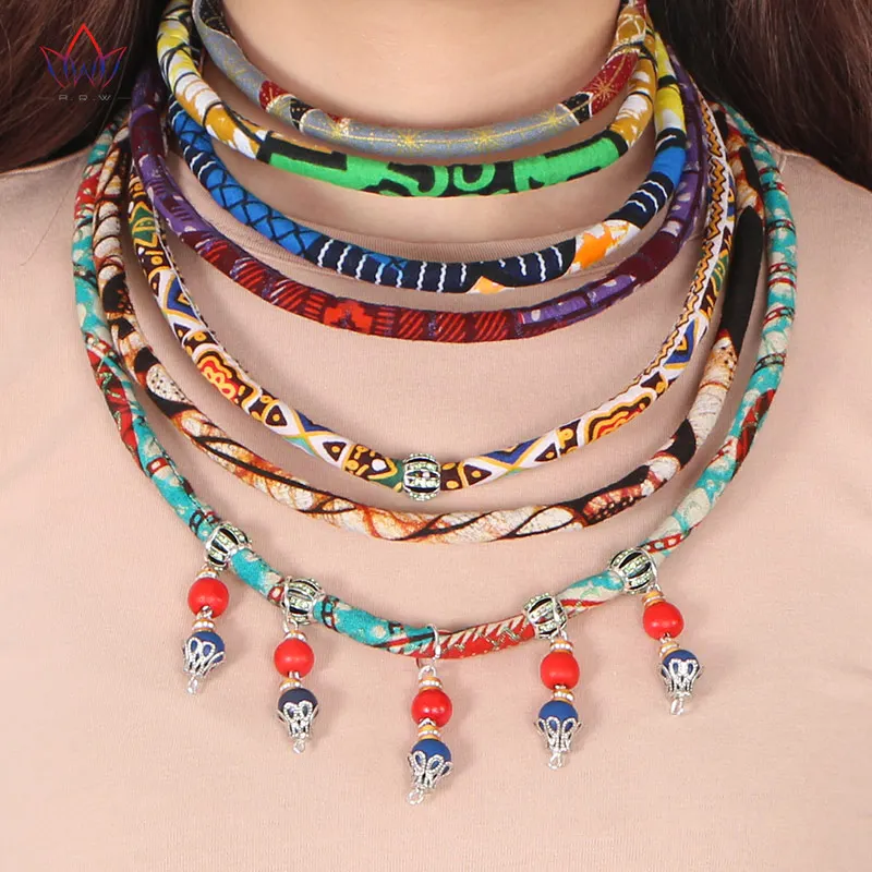 

2023 African Custom Necklace Hot Sale Multi Color African Necklace Multi Strand Bib Summer Jewelry For Women 100% Cotton WYB116