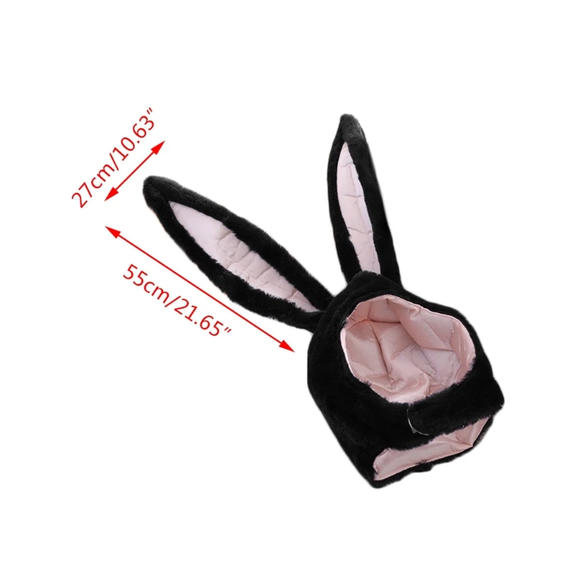 Women Men Funny Plush Bunny Ears Hood Hat Cute Rabbit Eastern Cosplay Costume Accessory Headwear Halloween Party Props