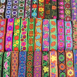 7 Yards 3.3cm Flowers Pattern Embroidered Jacquard Ribbons Woven Lace Trim For Garment Bag Curtain Sewing African Lace Fabric