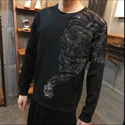 Sweatshirts Spring Autumn Fashion Hoodies Male Large Size Warm Men Brand Hoodies Sweatshirts Heavy duty hot drill