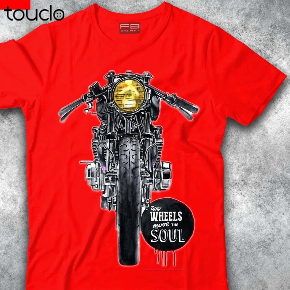 T-Shirt Cafe Racer Vintage Wheel Move The Soul Motorbike Motorcycle Cotton T Shirt 2019 Men Summer Casual Fashion T Shirt Design