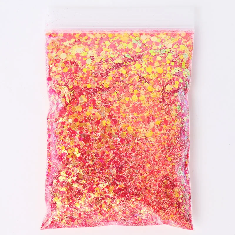 50 gr/beutel Holographische Gemischte Sechseck Form Chunky Nagel Glitter Pailletten Sparkly Flakes Scheiben Maniküre Körper/Auge/Gesicht Glitter TCF2335 – Detail 13
