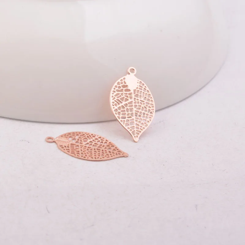 100pcs AC10464 11*19mm Small Print Leaf Charm Brass Leaves Jewelry accessories