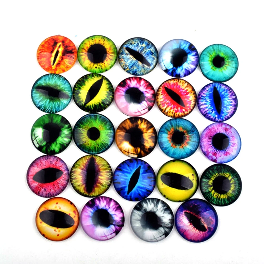 20pcs 6/8/10/12/14/15/16/18mm Glass Dolls Eyes DIY Crafts Eyeballs Toys for Children Dinosaur Animal Eyes Time Gem Accessories