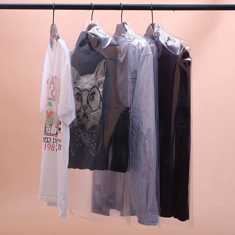 2022 1pcs/lot Transparent PVC Hanging Bag for Clothes Garment Coat Jacket Shirt Suit Dust Moisture Proof Protection Cover FC66