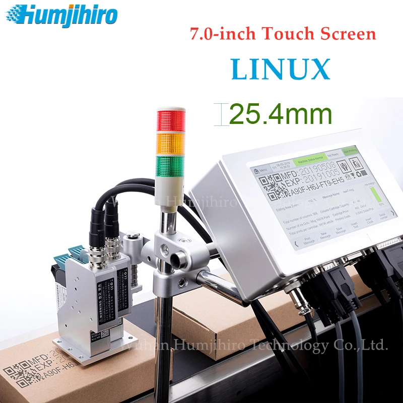 

25.4MM 7.0-inch Online Inkjet Printer QR Barcode Variable Date Expiry Date Number Logo Thermal Inkjet Printer Connection with PC