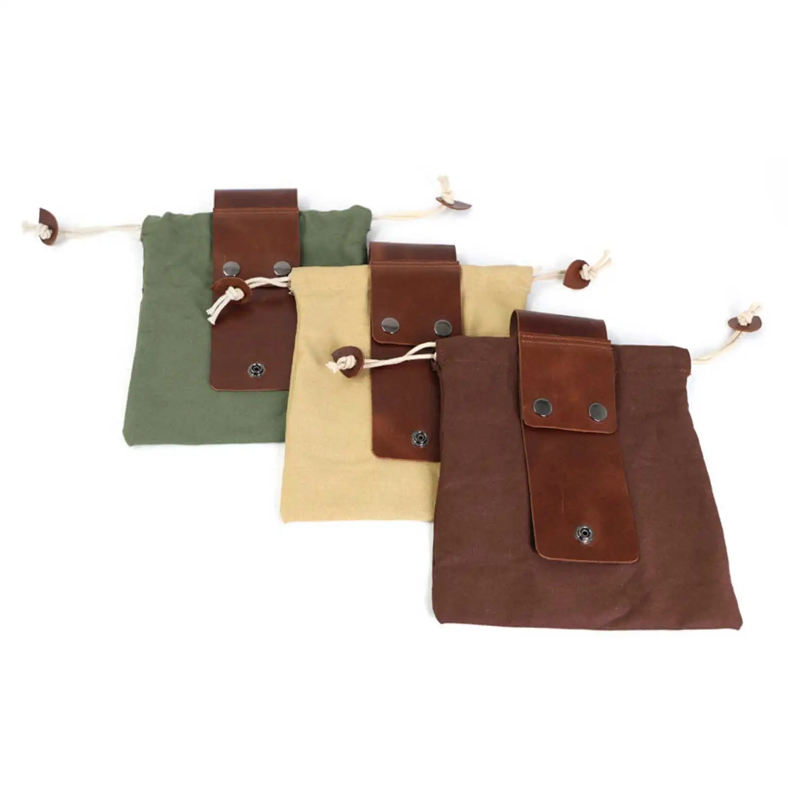 Leather and Canvas Bushcraft Bag Canvas Foraging Pouch for Hiking Camping Treasures Picking Outdoor Camping Storage Belts Bags