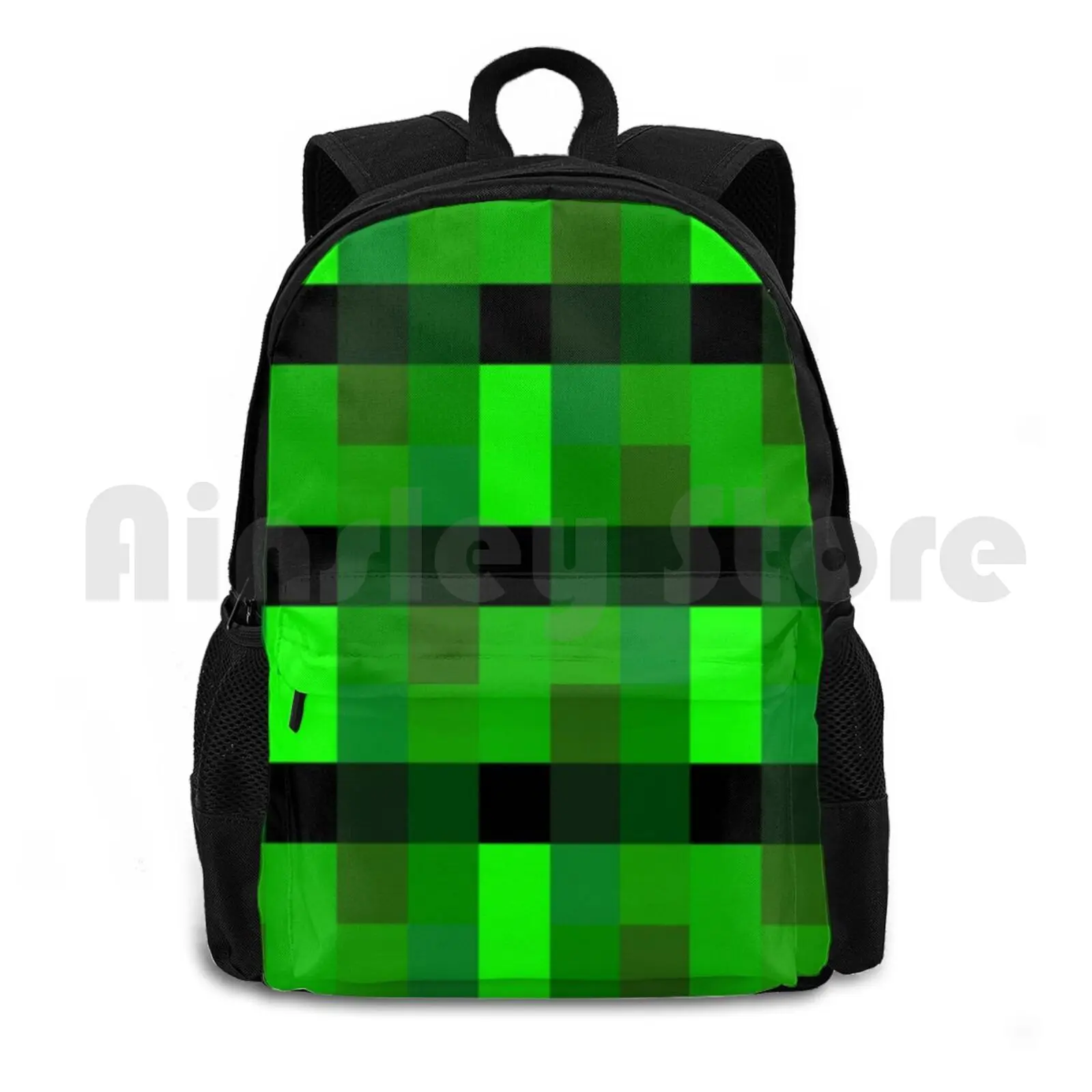 

Green Techno Pixel Pattern | Cool Pro Game Retro Gamer Outdoor Hiking Backpack Waterproof Camping Travel Gamer Gamers Gaming