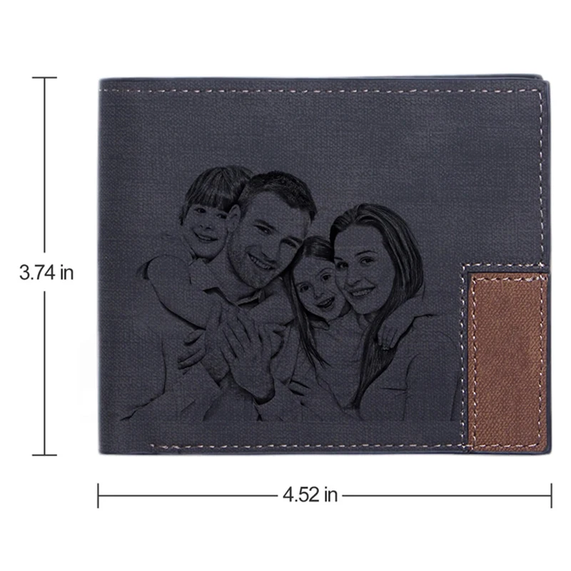 Custom Wallet Picture Wallet Engraved Wallets For Men Bifold Custom engraving Inscription picture High Quality PU Leather Walle