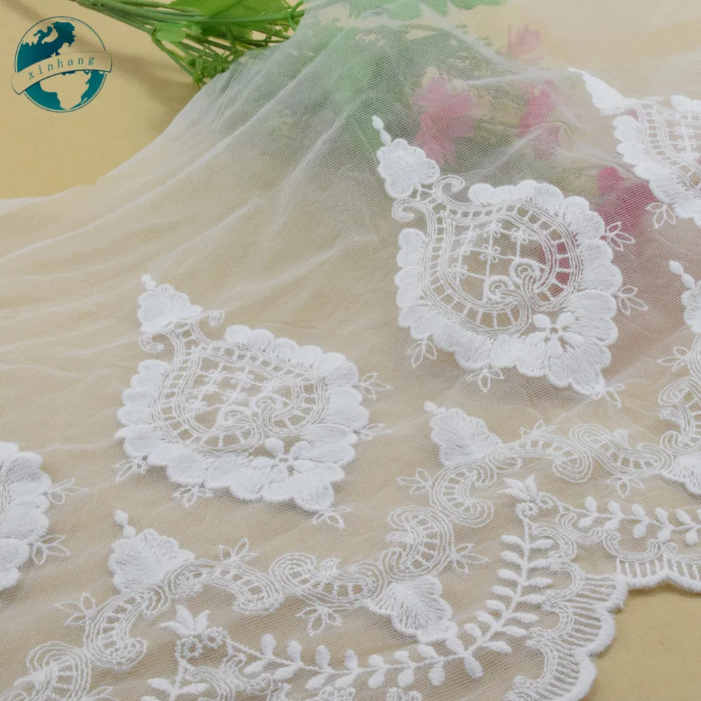 33cm Big Wide Cotton Embroidery Lace Edges Appliques Dress Lace Ribbon Guipure Diy Trim Wedding Garment Accessories#4009