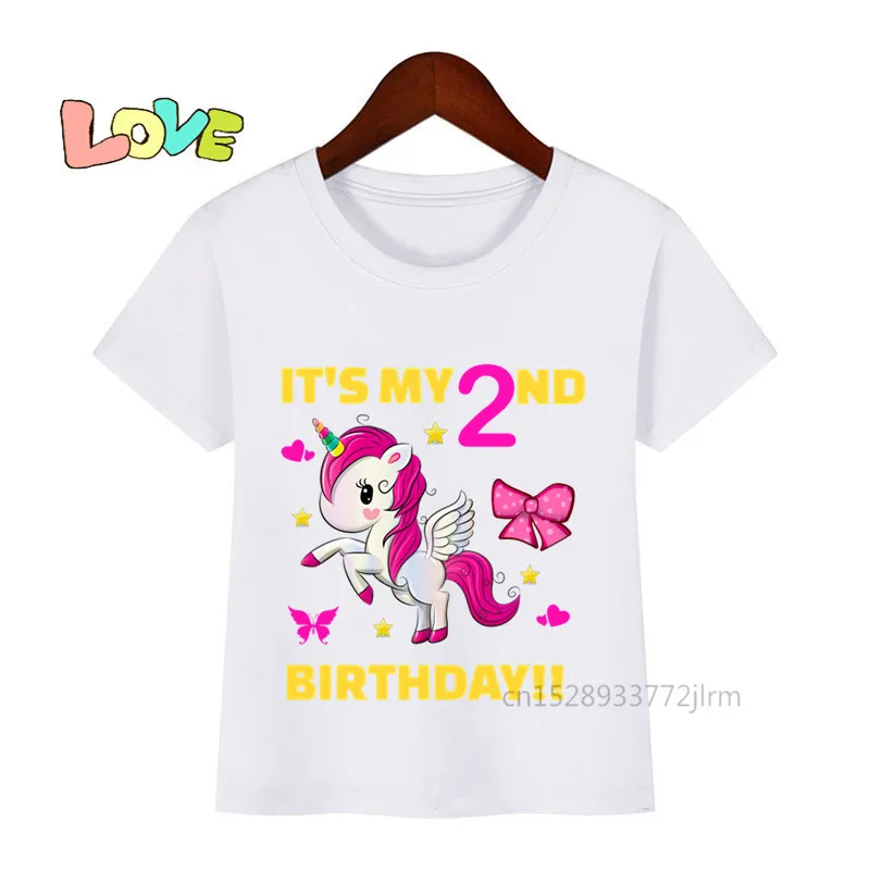 

Kids Cartoon Unicorn 1-9 Birthday Number Print T Shirt Children It Is My Birthday T-shirts Boy&Girl Funny Gift Tshirt Present