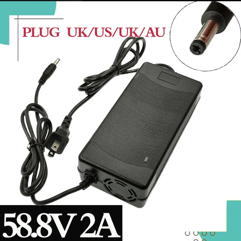 58.8V 2A Fast charger 58.8V 2A 58.8v2a lithium li-ion battery charger for 14 Series lithium li-ion Li-polymer battery pack