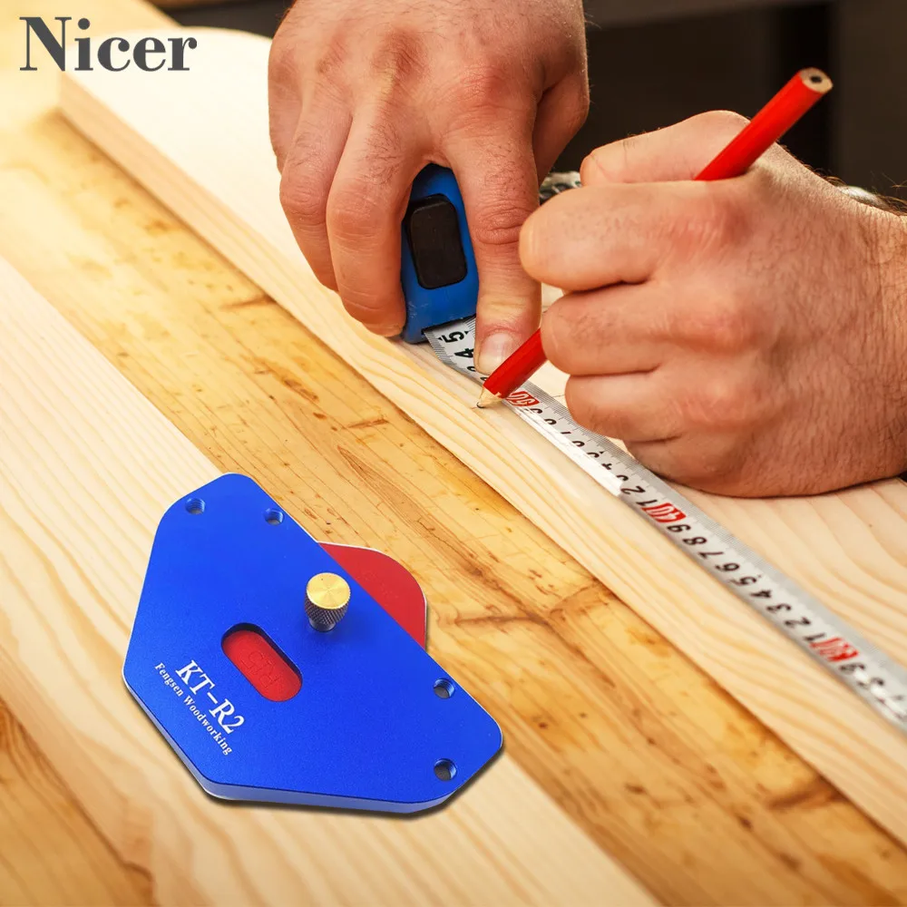 KT-R2 Woodworking Circular ARC Positioning Template R Angle Circular Template Semi-Round Corner Aluminum Alloy Red Wood Tools
