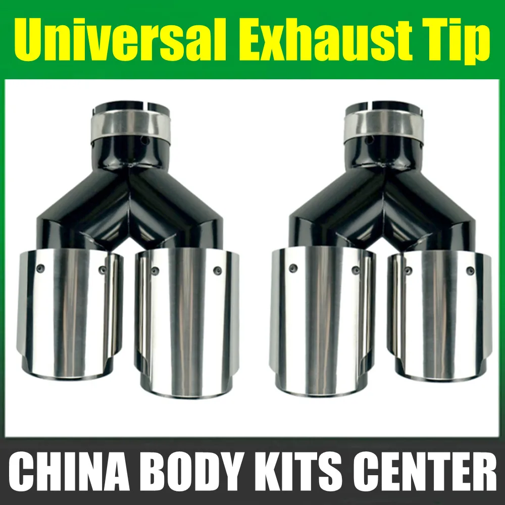 

Car Universal Muffler Tip Y Shape Double Exit Exhaust for Akrapovic BMW BENZ AUDI Stainless Steel Tail Pipe