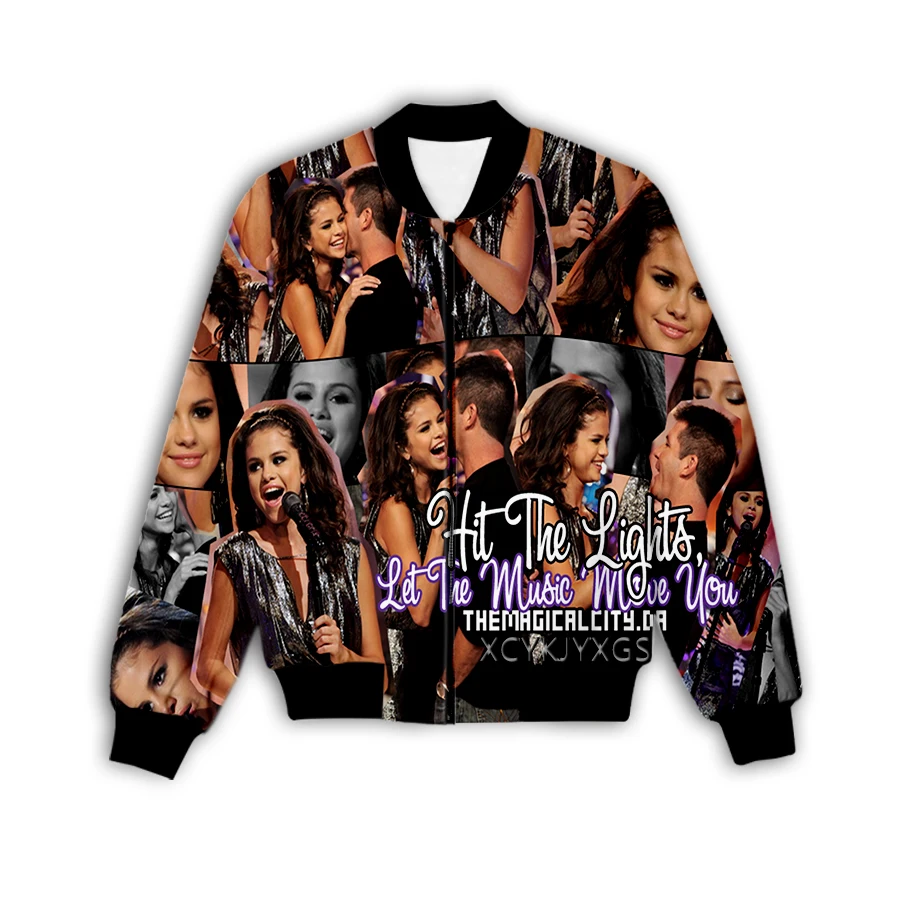 

New Men/Women 3D Printed Selena Gomez Casual Jacket Fashion Streetwear Men Loose Sporting Jacket & Coat Q12