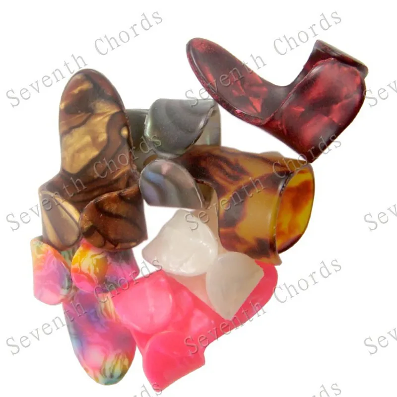 Zelluloid-3-Finger-Picks, 1 Daumen-Pick als Set, Gitarren-Picks, Plektren, Gitarren-Zubehör, Teile – Detail 12