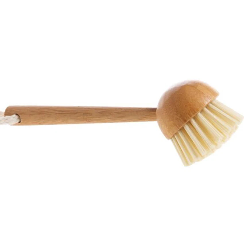 Dish Brush for Kitchen Bathroom with Nylon Bristles, Comfortable Grip Bamboo Handle, Cleaning Brush for Sink Pot Pans Dishes