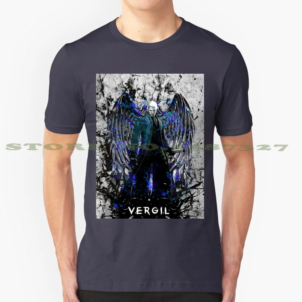 Blue Darkness 100% Cotton T-Shirt Dante Vergil Demon Anime Sleeve Desing Fanart Nero Dmc5 The Devil Can Cry Zule Yang Gaming