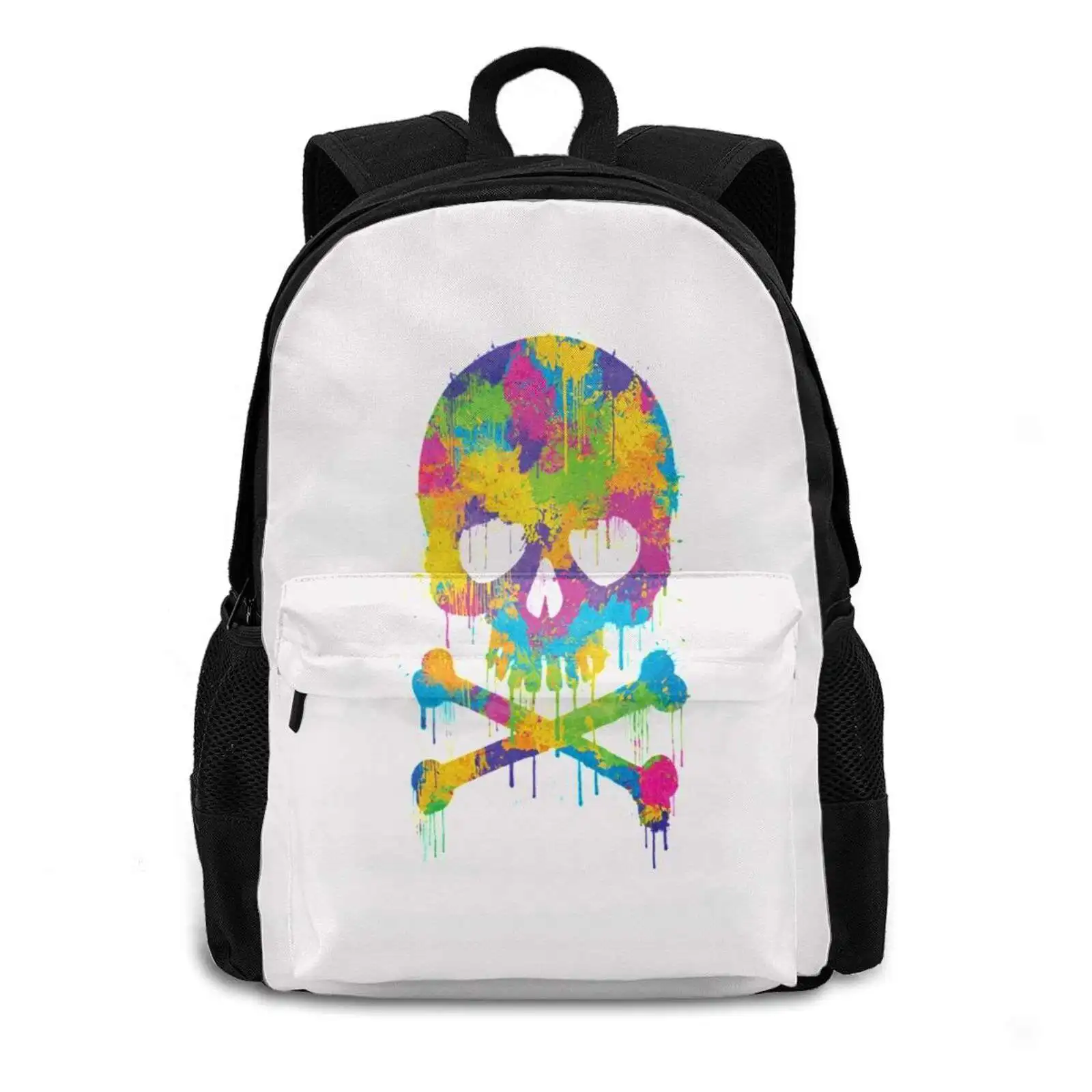 Skull Colors Pattern Design Bag Student'S Backpack Skull Drawing Skull And Bones Skull Shaver Wireless Earbuds Skull Trooper