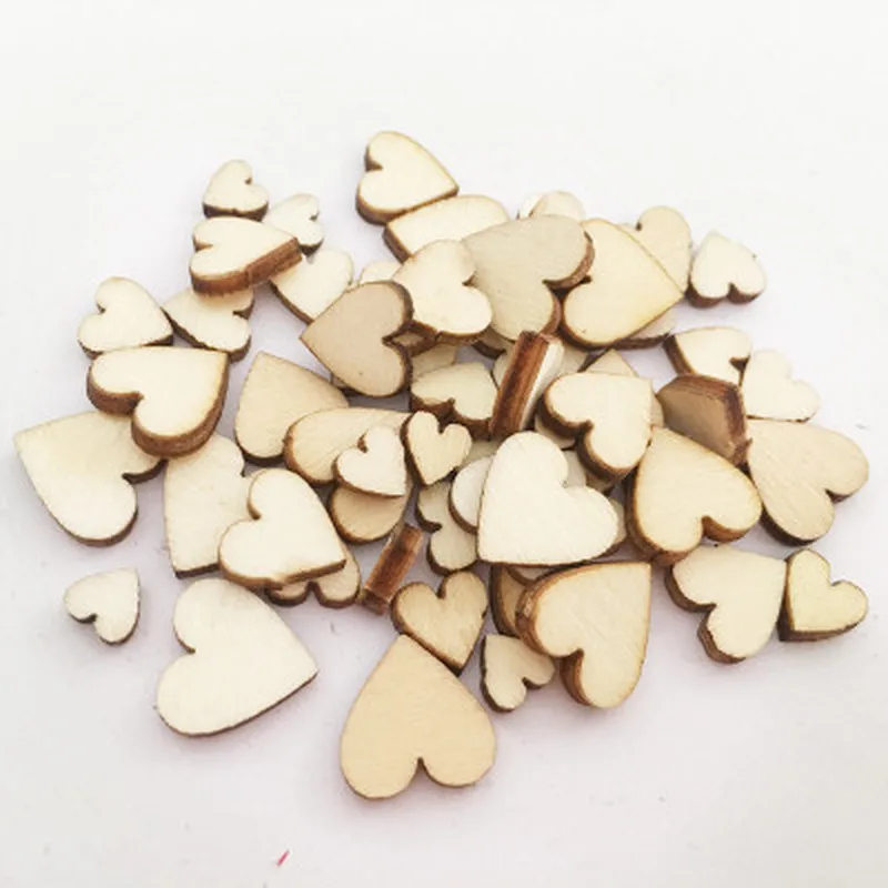 100 sztuk Mini rustykalne dekoracje ślubne rzemiosło drewniane Love Heart shape różne rozmiary tabela Scatter DIY akcesoria do dekoracji na przyjęcia