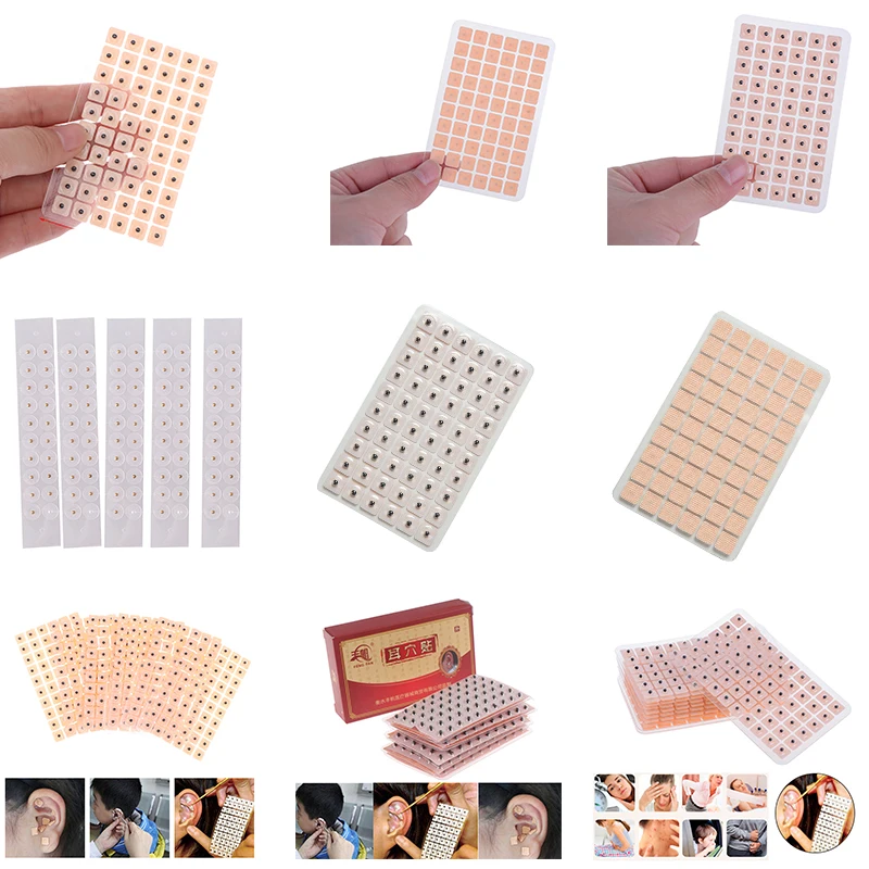 600-100Pcs Auricular Auriculotherapy Massage Care Sticker Acupuncture Needle Ear Vaccaria Relaxation Therapy Patch Ears Stickers