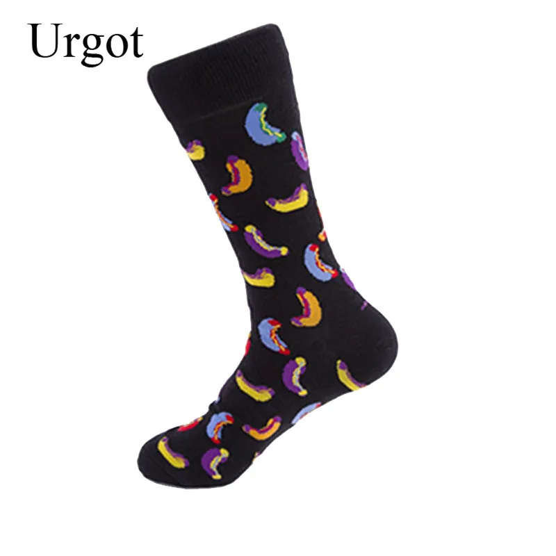 Urgot-Chaussettes en coton pour hommes, 5 paires, motifs créatifs, grande taille, 44,45,46