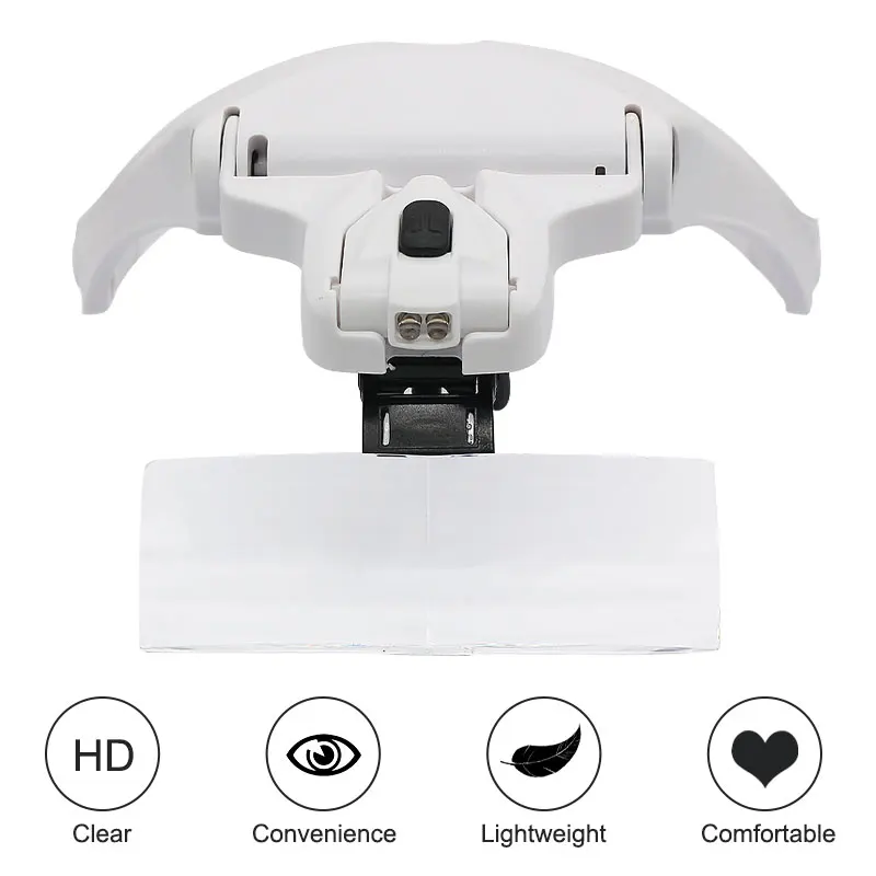 Imagem -02 - Led Iluminado Óculos Lupa Capacete Headband Lupa Lentes Ferramenta para Relógio Relógio Reparação Cílios Dentários Peças