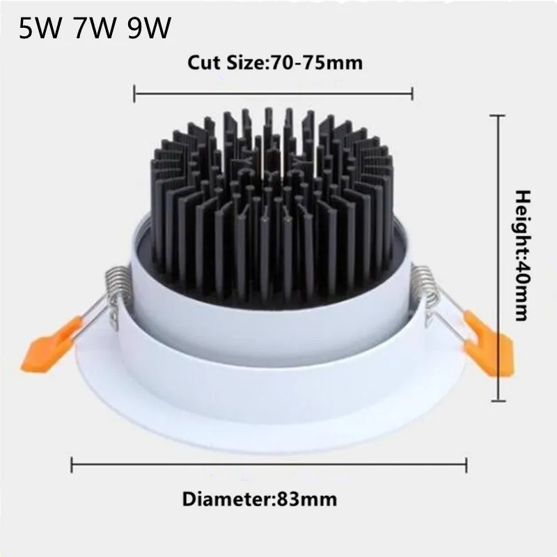 Dimmable 5W 7W 9W 12W 15W COB LED lampu sorot led lampu langit-langit tersembunyi led downlight cob 110V 220V rumah luminer