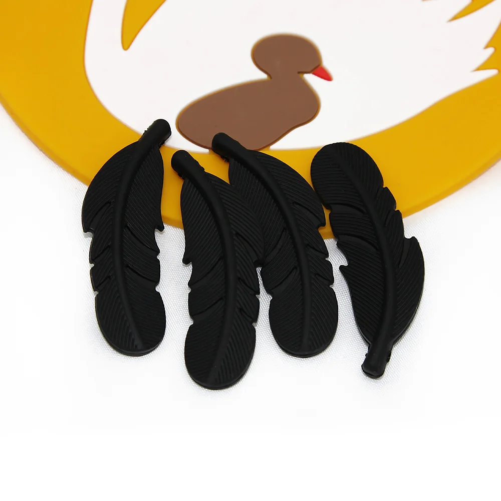 Cute-Idea 10PCs Silicone Teether Feather Beads Accessories Teething Handmade Toys For Infant Newborn Gift Baby Teether