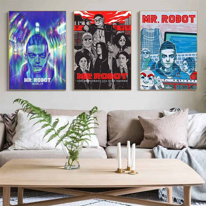 Mr Robot White Coated Paper Poster Prints Tv Series Movie Art Wall Stickers Picture Bedroom Living Room Home Decor