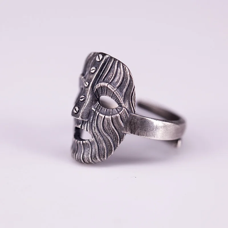 Vintage Gothic Style Metal Mummy Mask Open Rings for Men Personalized Cool Rock Party Jewelry