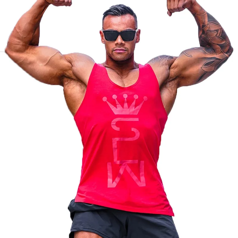 Men Tank Top Gym Workout Singlet Sleeveless Blouse Stringer Tank Tops Bodybuilding Show Muscle