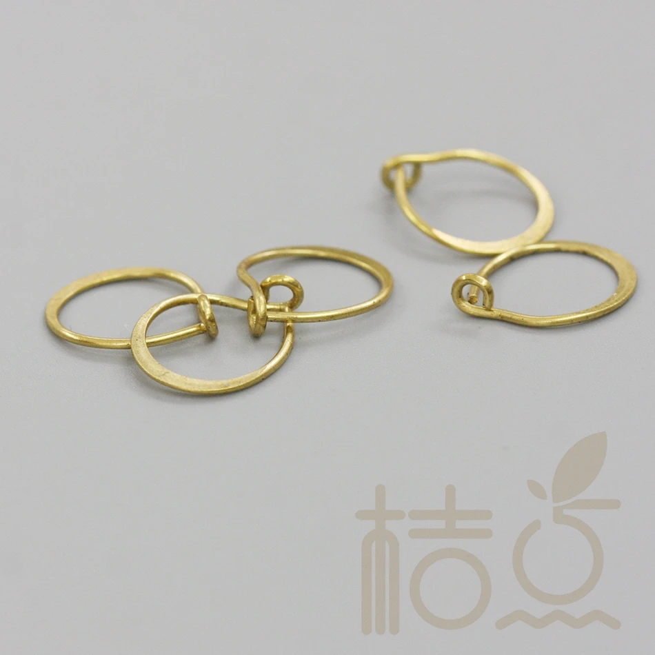 DIY 용품-황동 귀걸이 와이어 - 귀걸이 고리 - 망치질 처리 - 13.2x11.4mm (3981C)