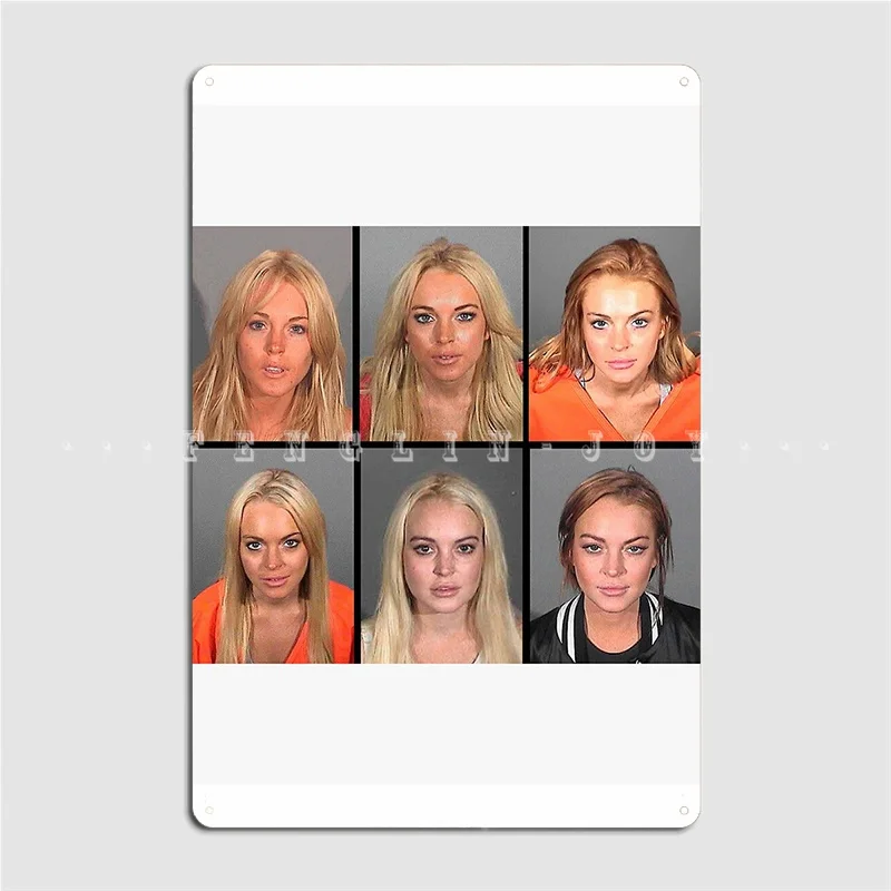 Lindsay Lohan Mugshots Metal Sign Club Pub Garage Personalized Plaques Tin Sign Poster