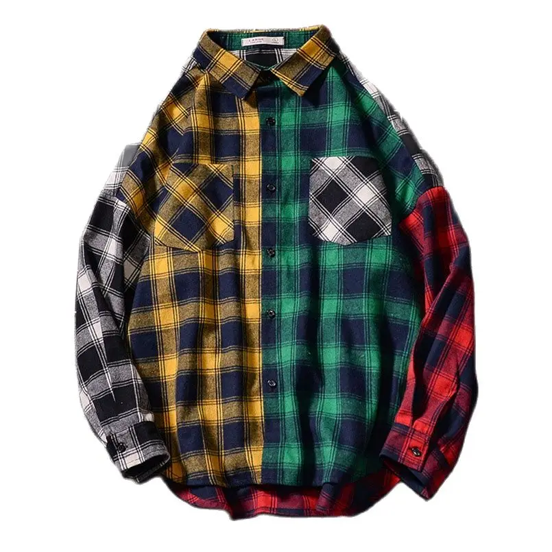 

Men Women Plaid Shirt Autumn Casual Clown Shirts Long Sleeve Hip Hop Streetwear Oversize Hiphop Male Blouse Spring